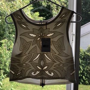 Free people ivory zip back tank